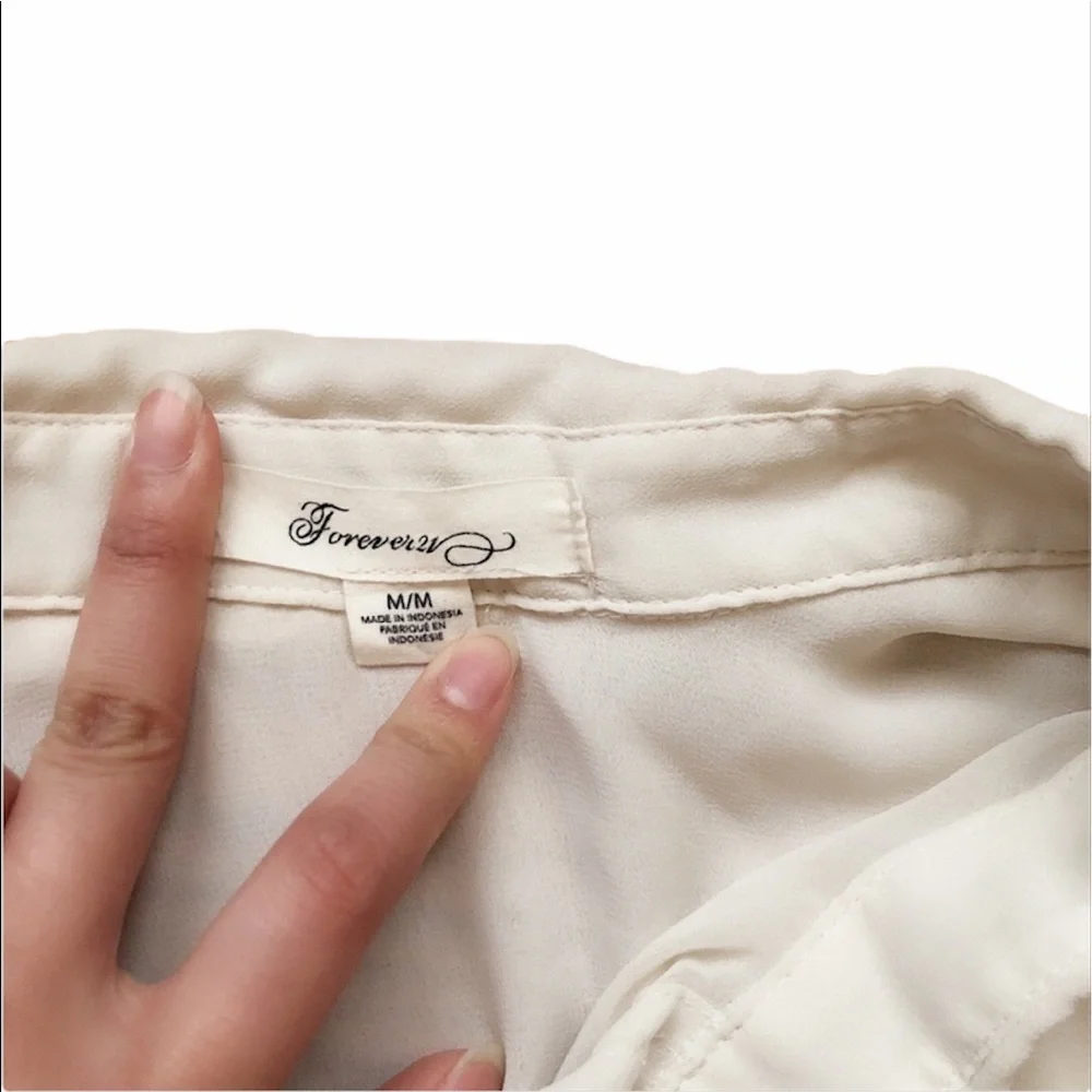 Forever21 Cream Button Down Blouse - Picture 2 of 5